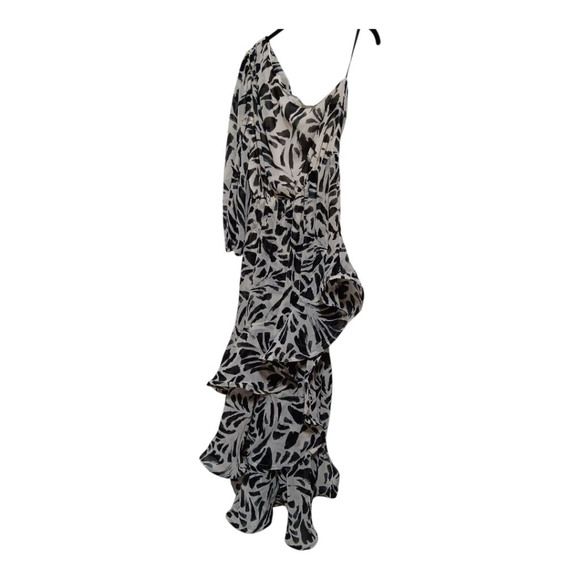 Alexis Beautiful One Shoulder Printed Dress with Side Slit and Tiered Ruffles - Picture 12 of 15